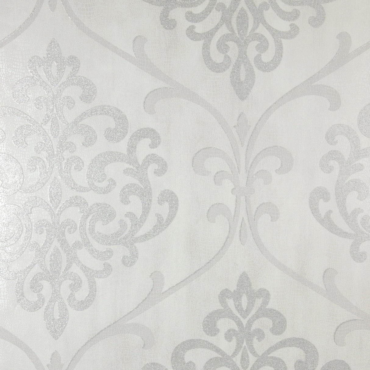 Kenneth James 2542-20717 Ambrosia Silver Glitter Damask Wallpaper