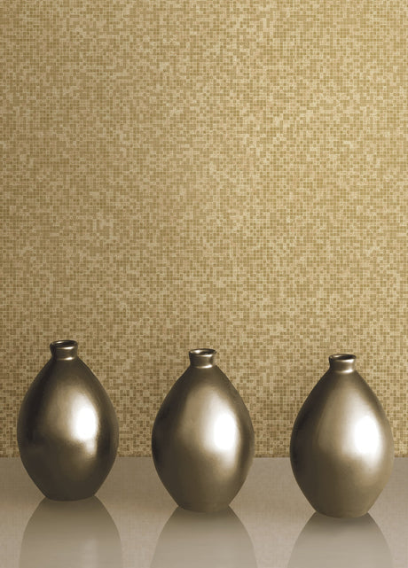 Kenneth James 2542-20757 Cosimo Brass Foil Mosaic Wallpaper