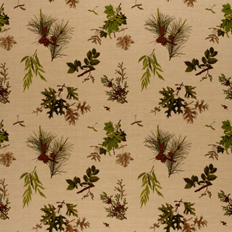 Schumacher Woodlands Pine Lichen On Natural Fabric - Eade's Wallpaper