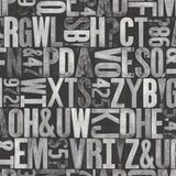 Beacon House 2604-21251 Letterpress Silver Typography Wallpaper