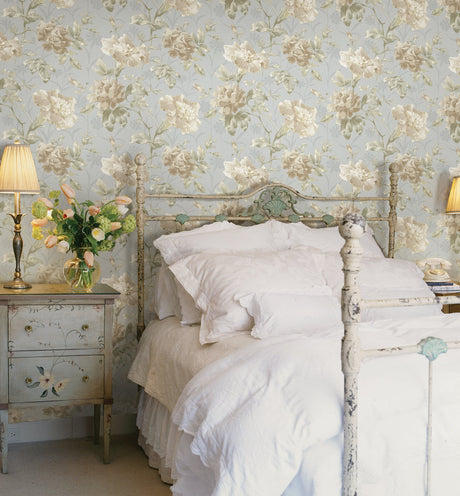 Beacon House 2614-21000 Juliana Light Blue Vintage Floral Wallpaper
