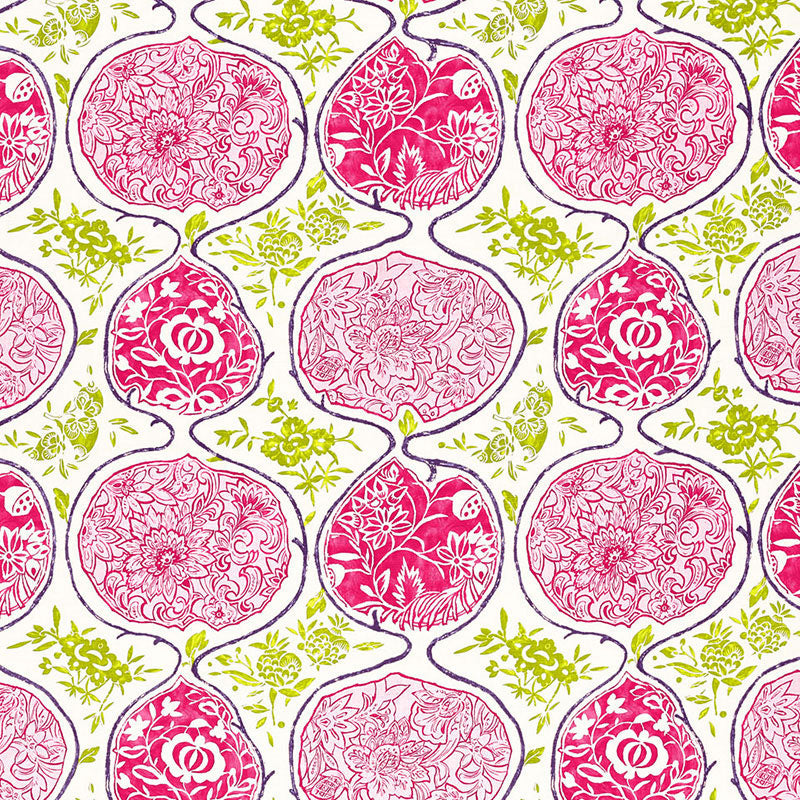 Schumacher Katsugi Fuchsia & Chartreuse Fabric