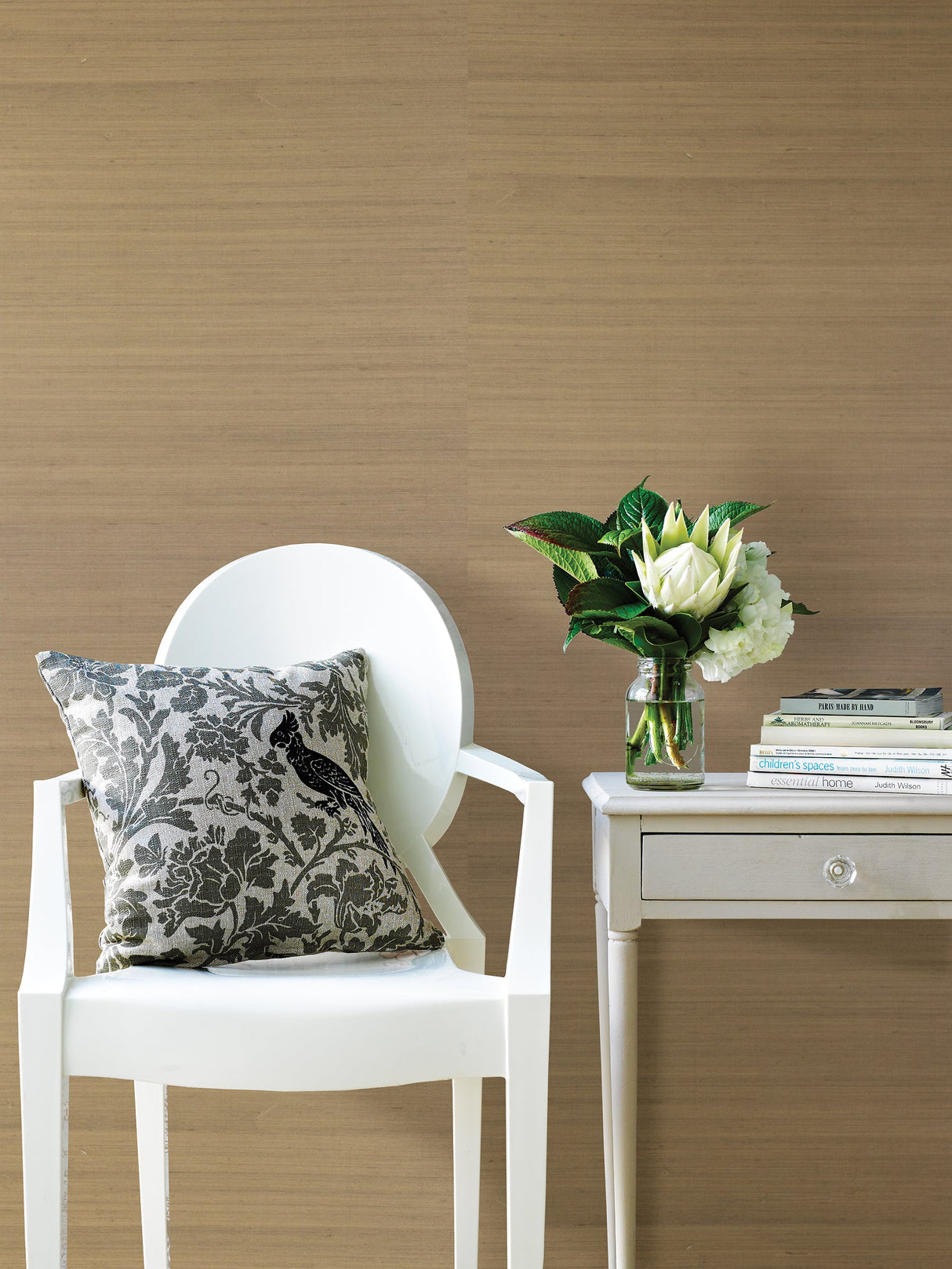Kenneth James 2622-30216 Ruslan Champagne Grasscloth Wallpaper