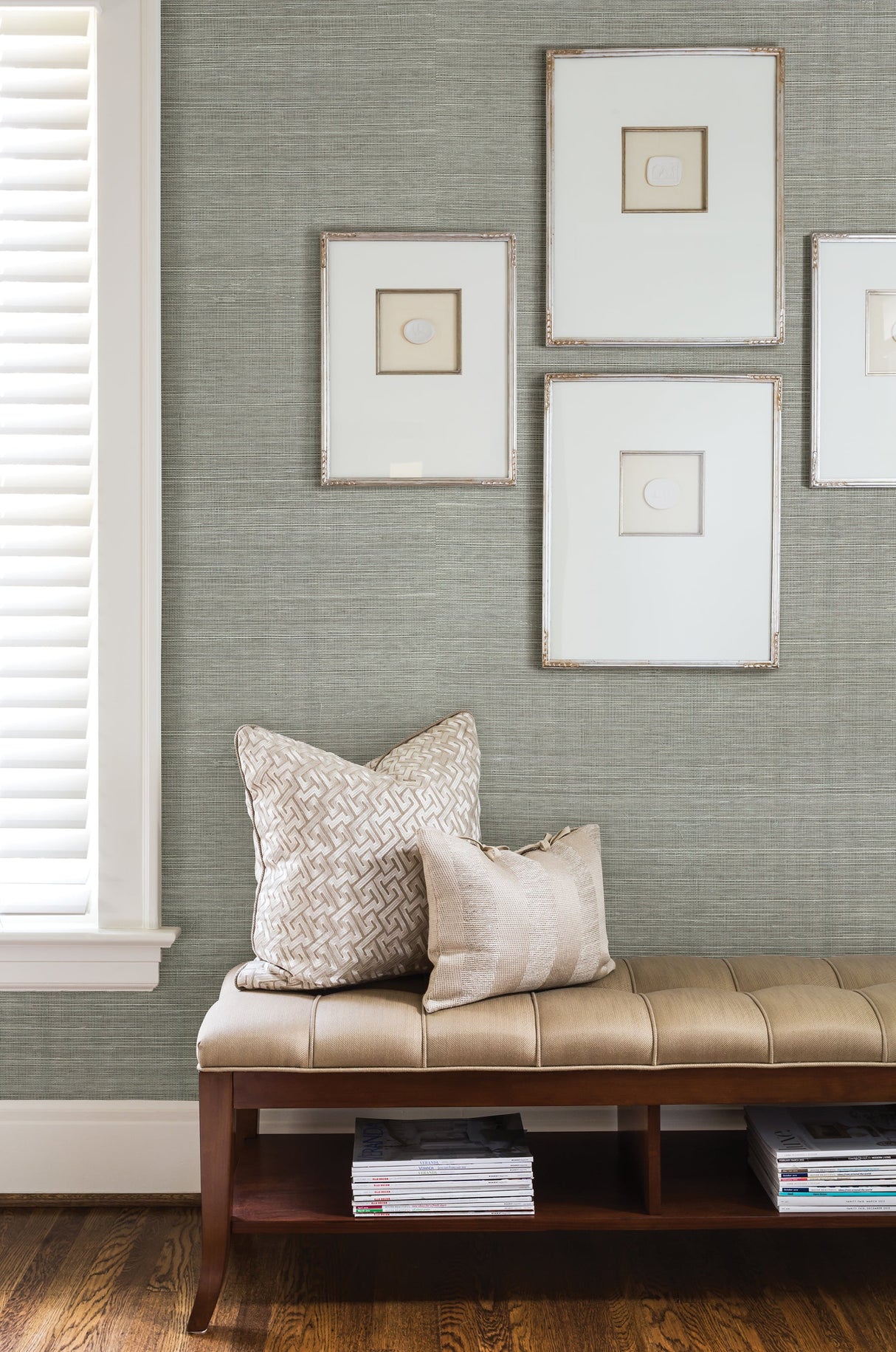 Kenneth James 2622-30226 Barbora Aqua Grasscloth Wallpaper