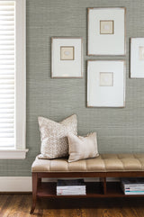 Kenneth James 2622-30226 Barbora Aqua Grasscloth Wallpaper