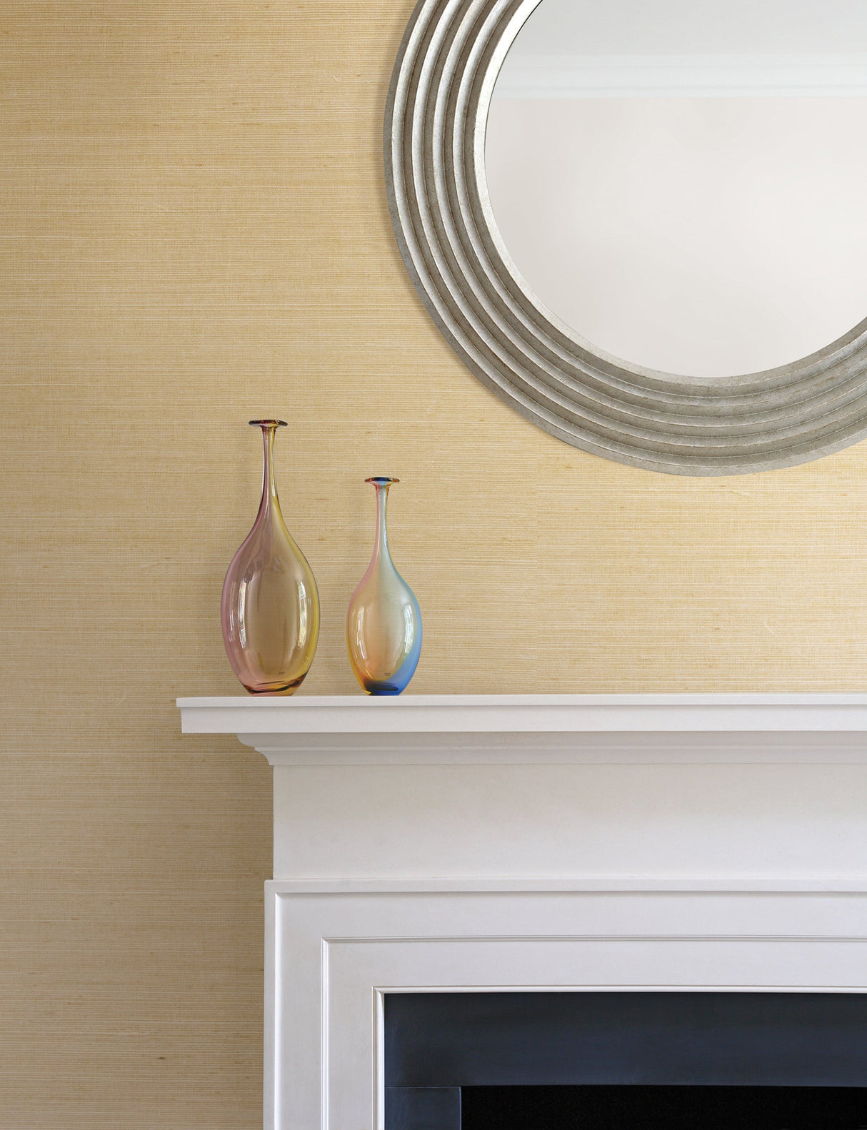 Kenneth James 2622-30230 Klaudia Champagne Foil Grasscloth Wallpaper