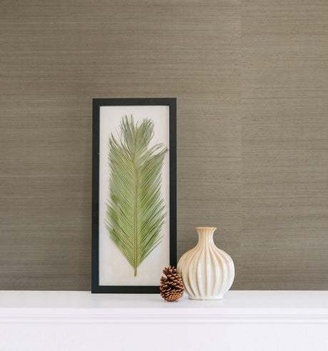 Kenneth James 2622-30233 Ruslan Brown Grasscloth Wallpaper