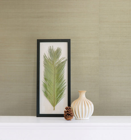 Kenneth James 2622-30234 Ruslan Grey Grasscloth Wallpaper