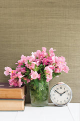 Kenneth James 2622-65411 Ruslan Taupe Grasscloth Wallpaper