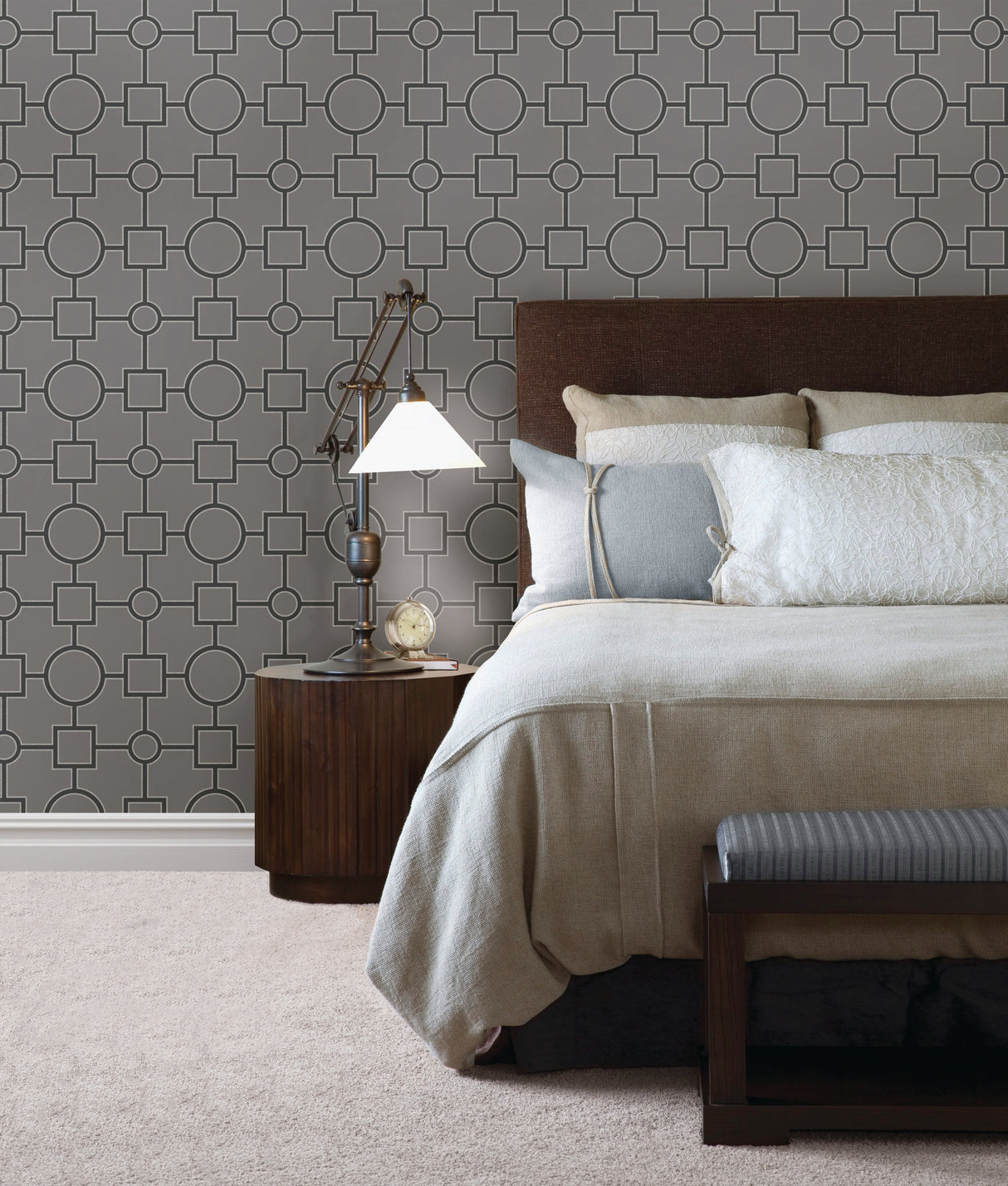 A-Street Prints 2625-21806 Matrix Black Geometric Wallpaper