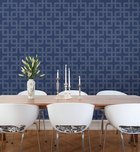 A-Street Prints 2625-21832 Theory Indigo Geometric Wallpaper