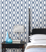 A-Street Prints 2625-21835 Infinity Indigo Geometric Stripe Wallpaper