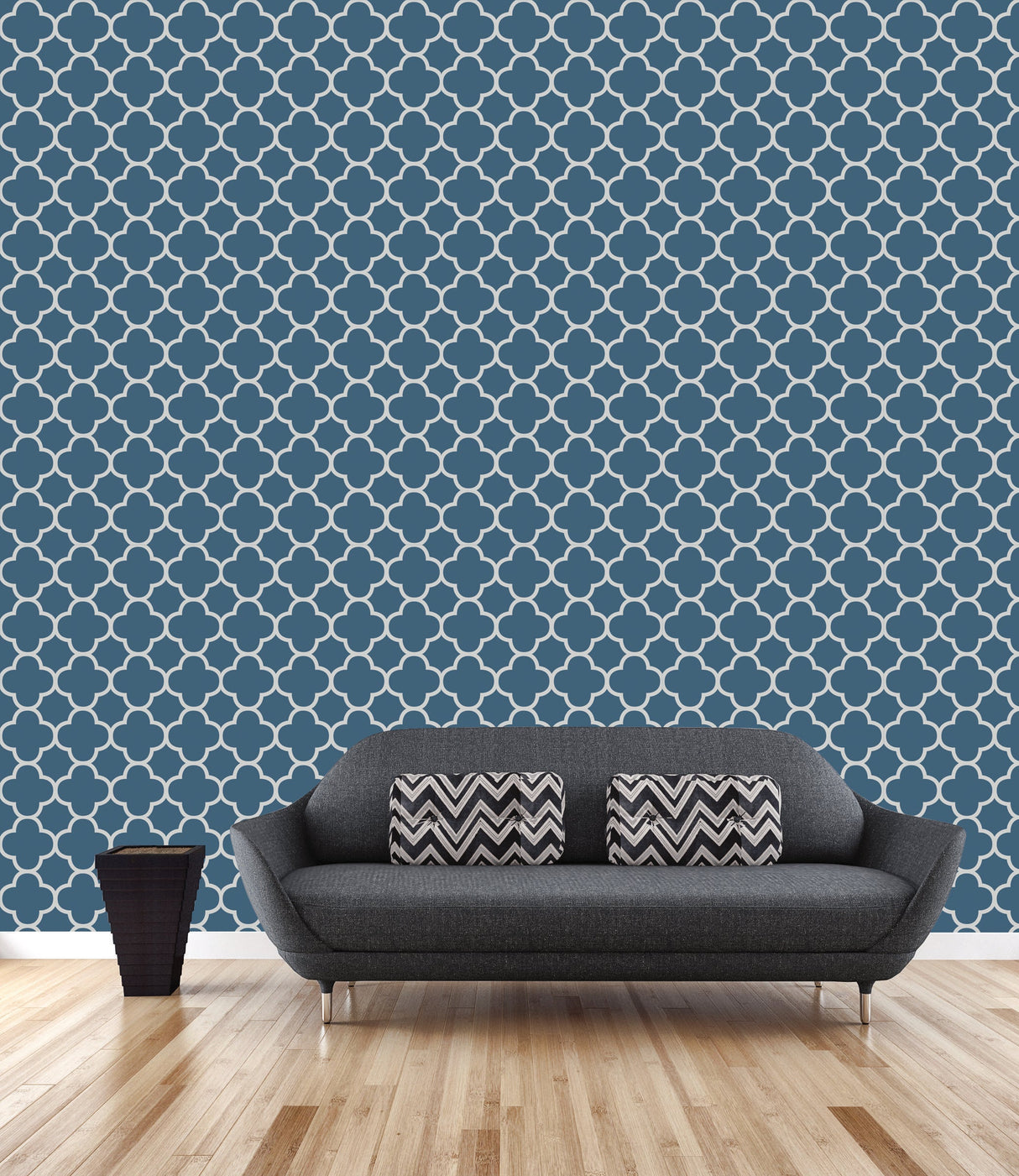 A-Street Prints 2625-21855 Origin Blue Quatrefoil Wallpaper