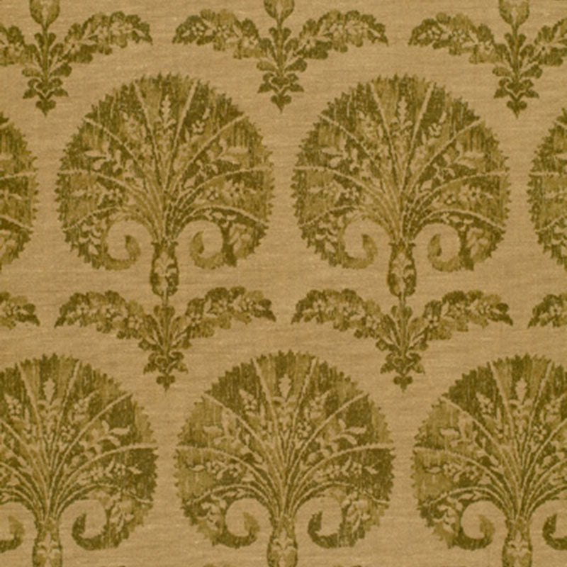 Schumacher Tasha Carnation Basil Fabric - Eade's Wallpaper