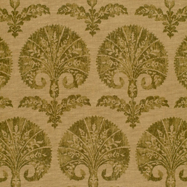 Schumacher Tasha Carnation Basil Fabric - Eade's Wallpaper