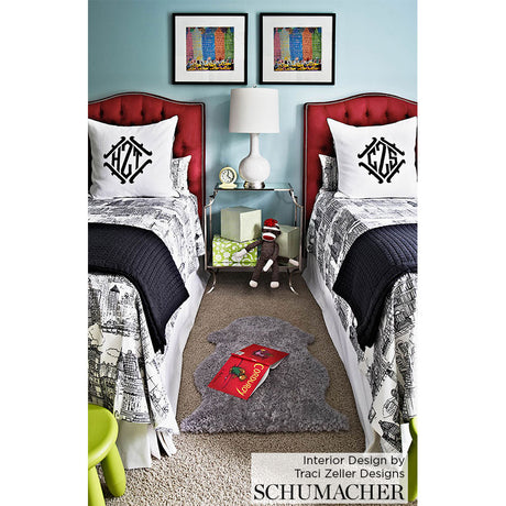 Schumacher New York New York Black And White Fabric - Eade's Wallpaper