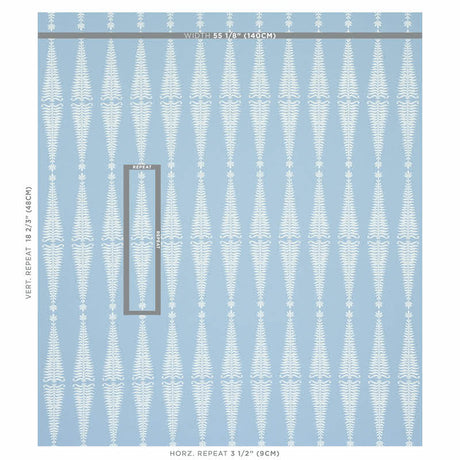 Schumacher Fern Tree Ivory & Sky Fabric