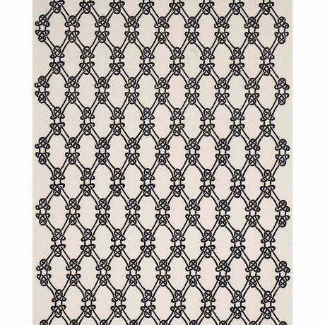 Schumacher Gordian Weave Ebony On Greige Fabric