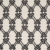 Schumacher Gordian Weave Ebony On Greige Fabric