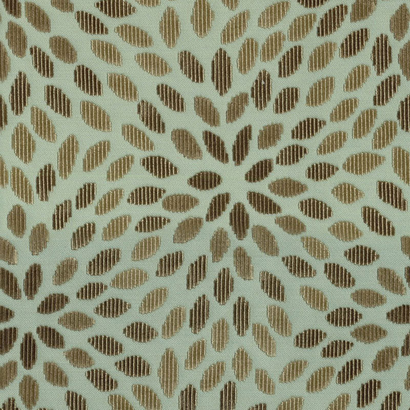 Schumacher Kiku Silk Velvet Aqua & Cocoa Fabric - Eade's Wallpaper