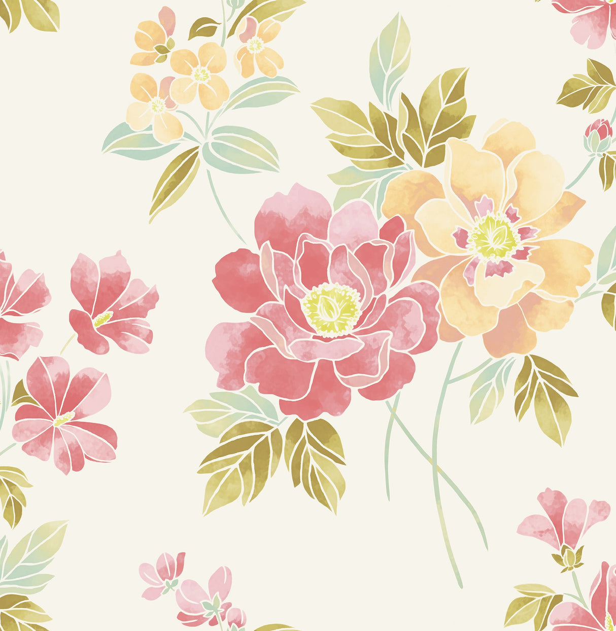 A-Street Prints 2656-004004 Claressa Apricot Floral Wallpaper