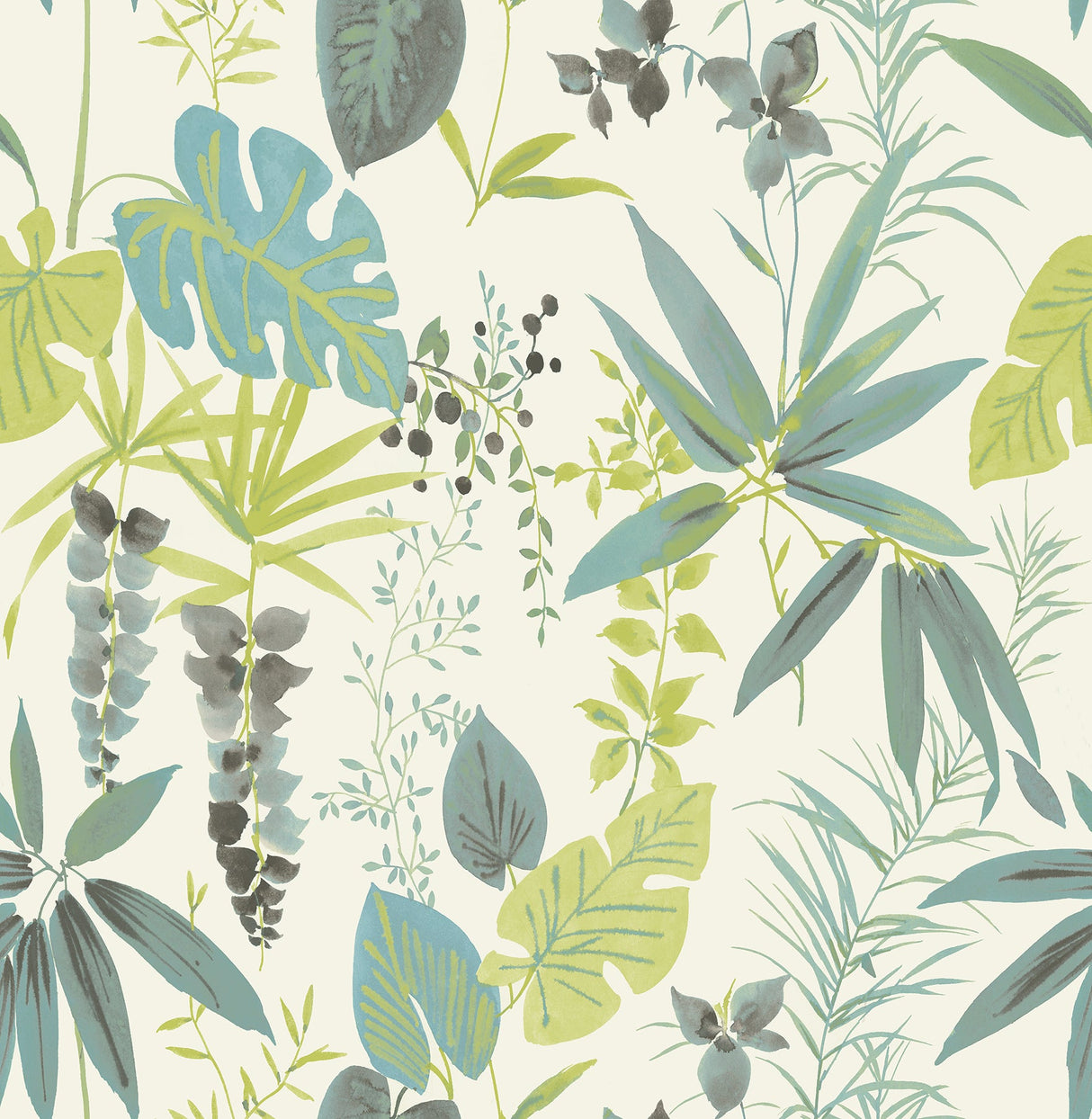 A-Street Prints 2656-004015 Descano Flower Green Botanical Wallpaper