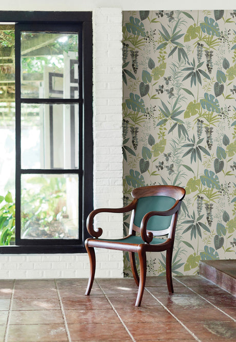 A-Street Prints 2656-004015 Descano Flower Green Botanical Wallpaper