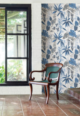 A-Street Prints 2656-004016 Descano Flower Blue Botanical Wallpaper