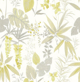 A-Street Prints 2656-004017 Descano Flower Golden Green Botanical Wallpaper