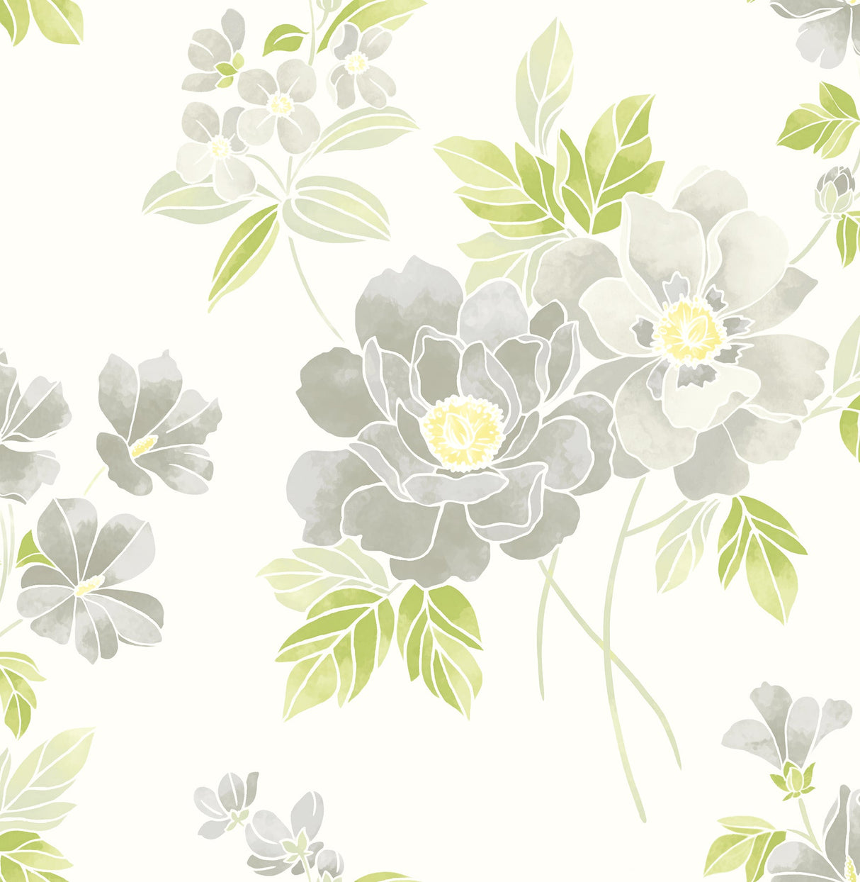 A-Street Prints 2656-004021 Claressa Grey Floral Wallpaper