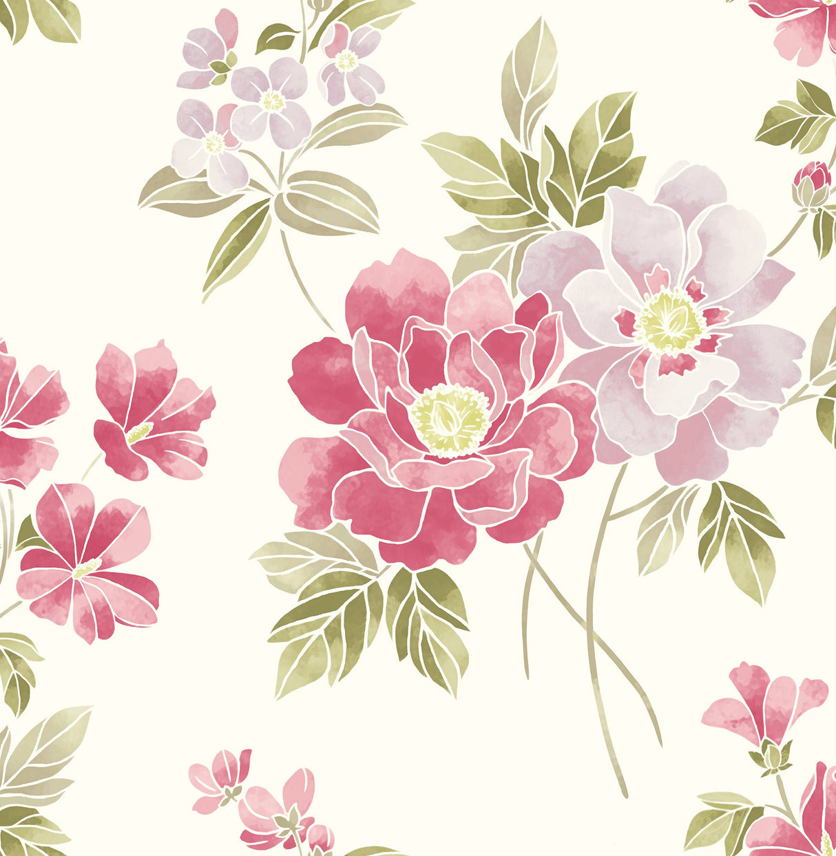 A-Street Prints 2656-004022 Claressa Pink Floral Wallpaper