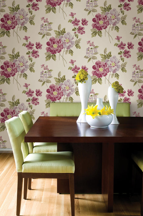 A-Street Prints 2656-004022 Claressa Pink Floral Wallpaper