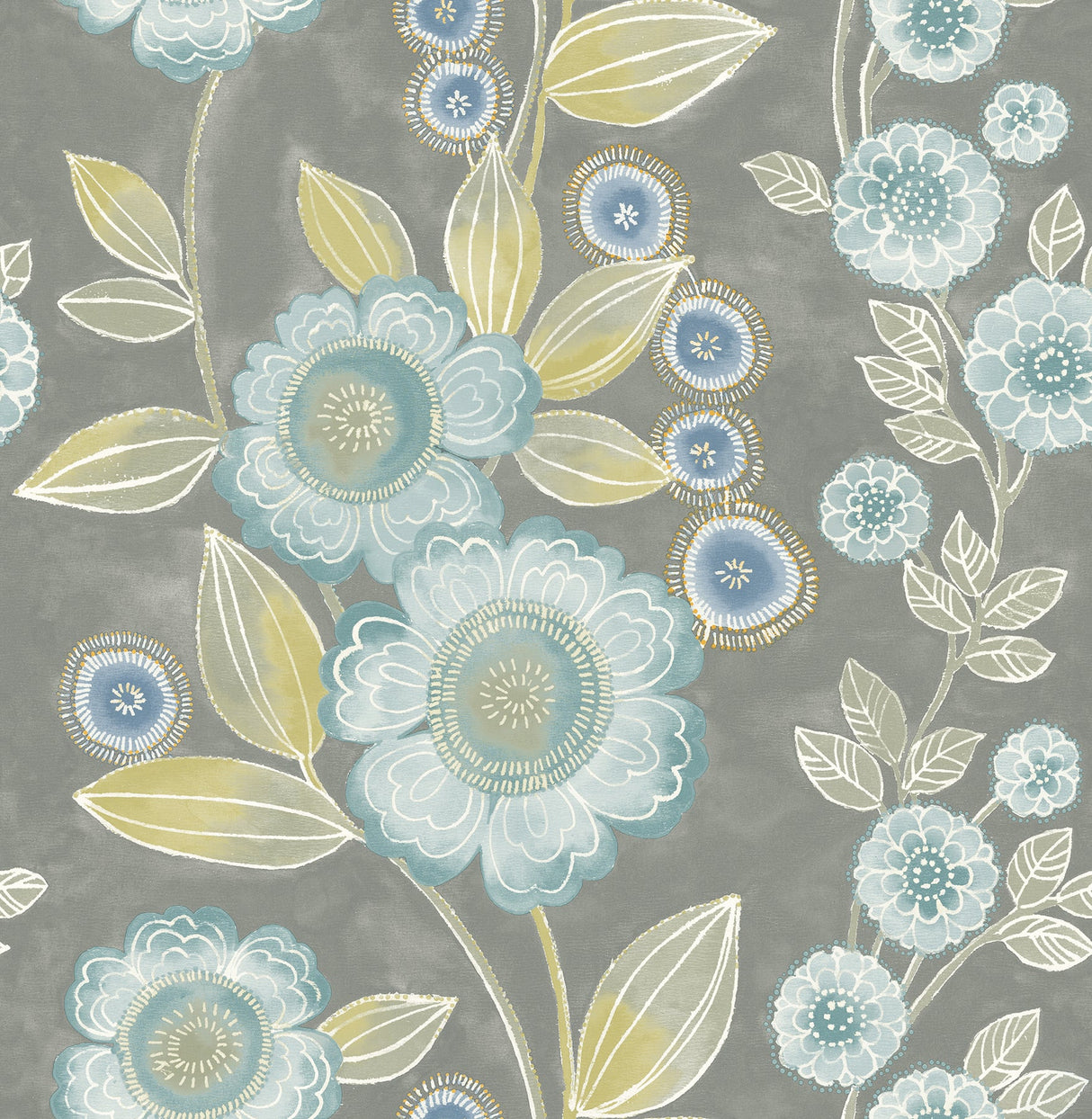 A-Street Prints 2656-004033 Bloom Grey Floral Wallpaper