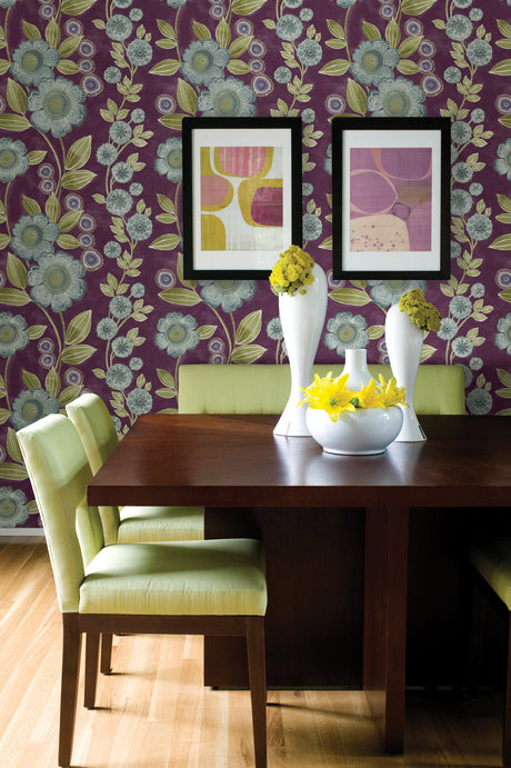 A-Street Prints 2656-004034 Bloom Plum Floral Wallpaper