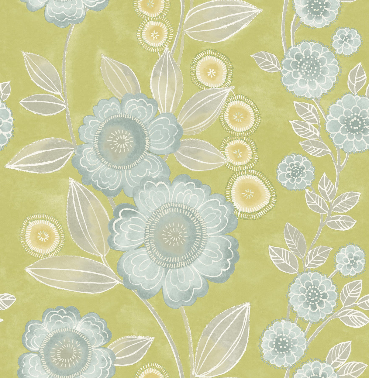 A-Street Prints 2656-004035 Bloom Green Floral Wallpaper