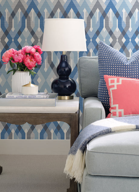 A-Street Prints 2656-004043 Harbour Blue Lattice Wallpaper