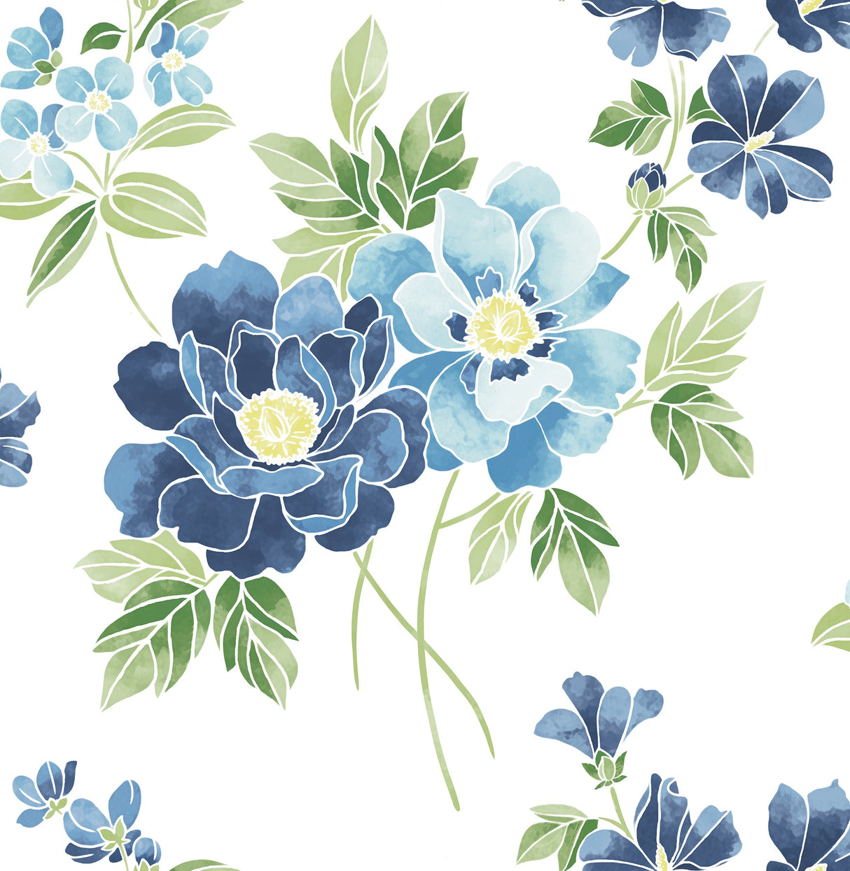 A-Street Prints 2656-004064 Claressa Blueberry Large Floral Wallpaper