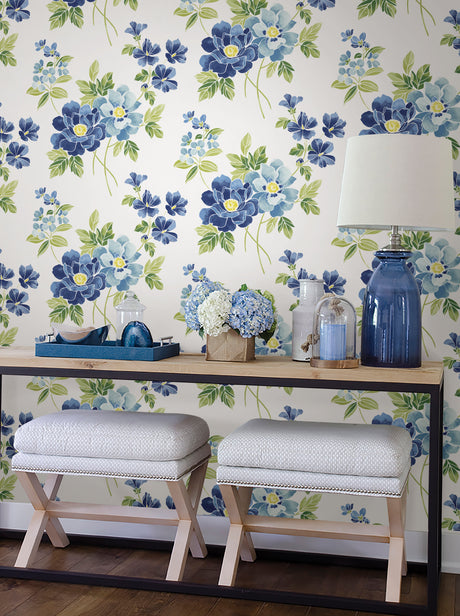 A-Street Prints 2656-004064 Claressa Blueberry Large Floral Wallpaper