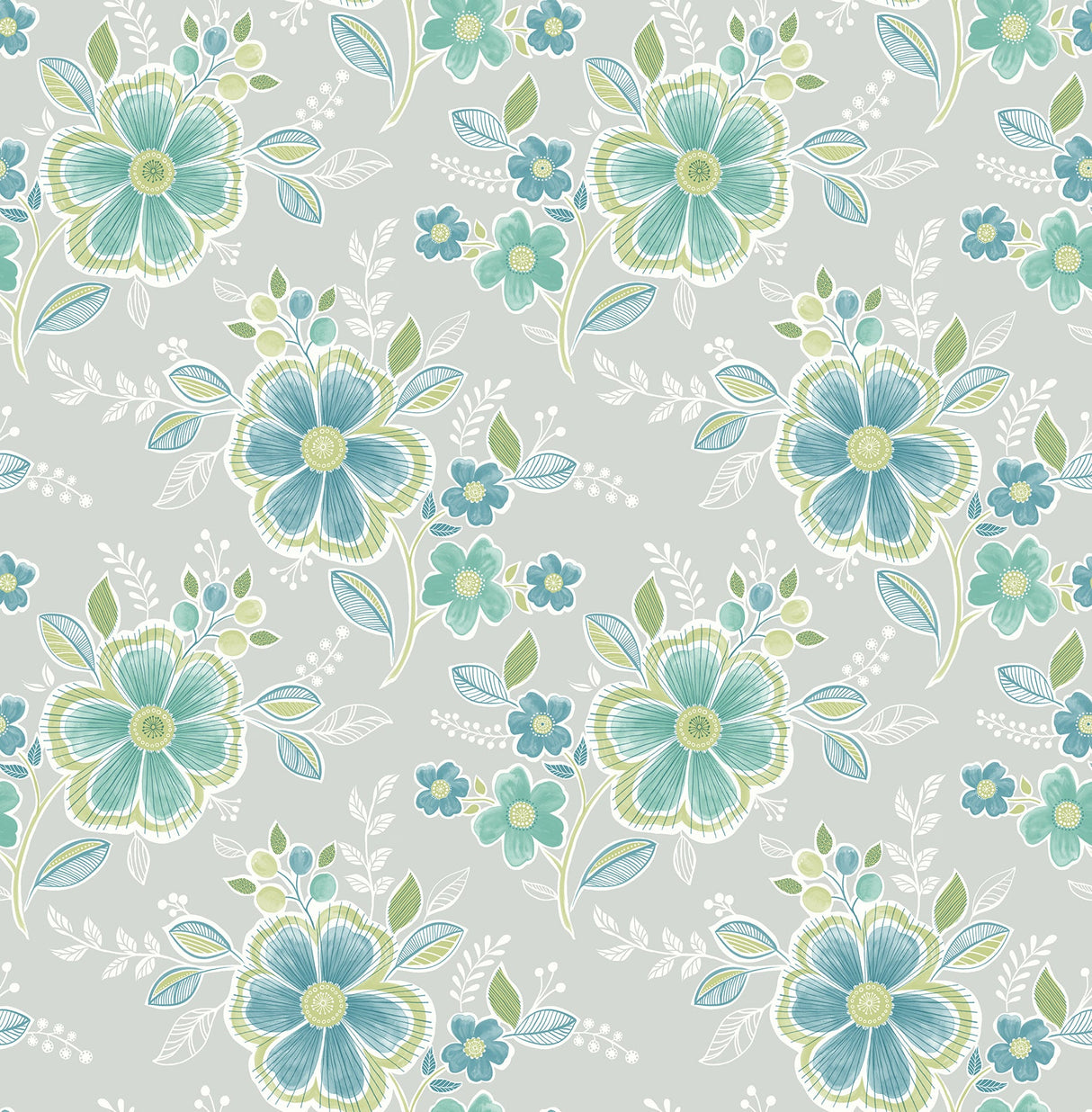 A-Street Prints 2657-22200 Chloe Green Floral Wallpaper