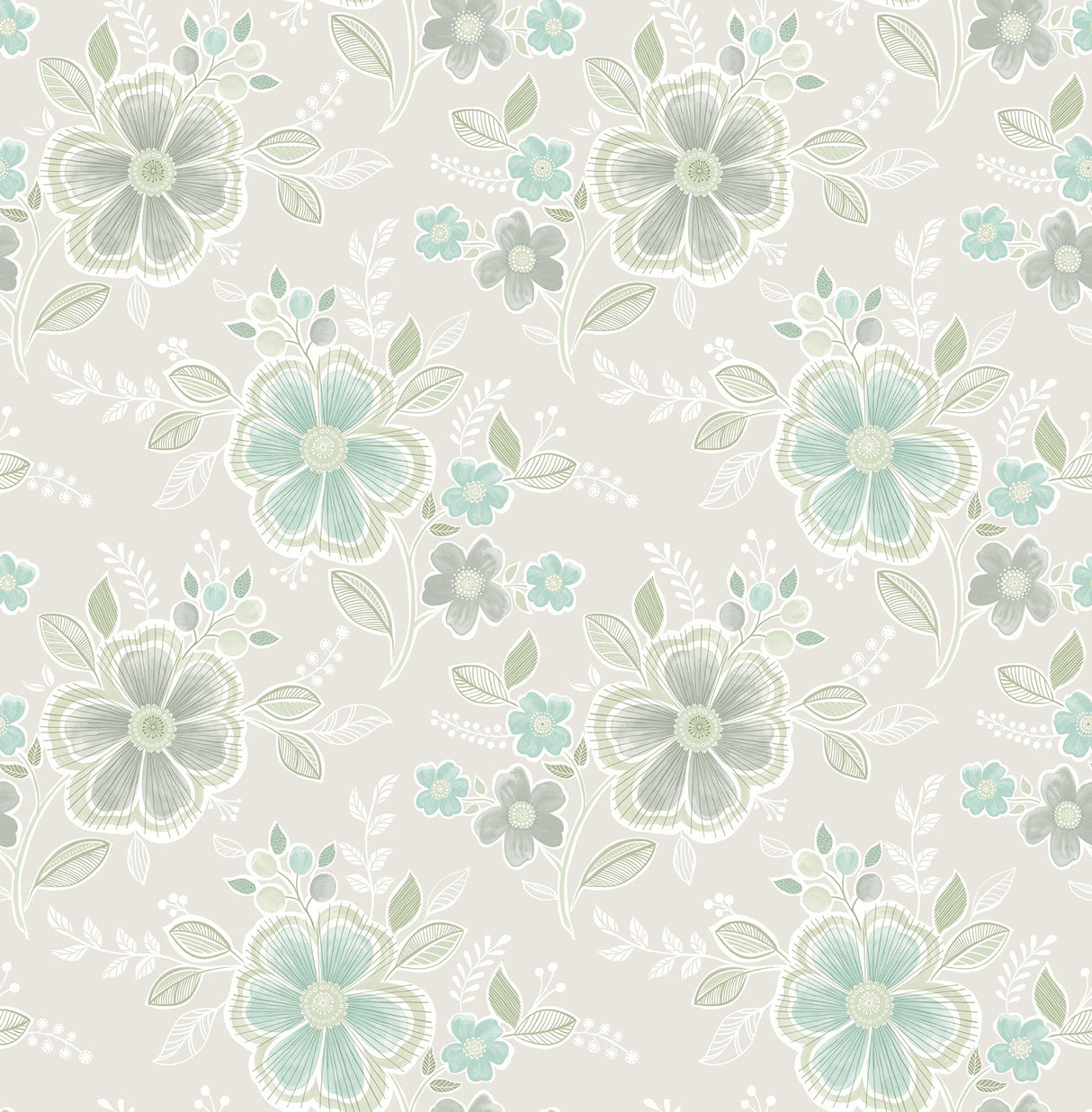 A-Street Prints 2657-22201 Chloe Aquamarine Floral Wallpaper