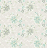 A-Street Prints 2657-22201 Chloe Aquamarine Floral Wallpaper