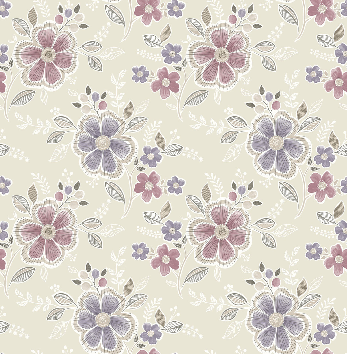 A-Street Prints 2657-22203 Chloe Purple Floral Wallpaper