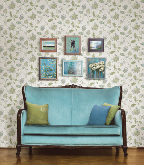 A-Street Prints 2657-22206 Georgette Turquoise Jacobean Wallpaper