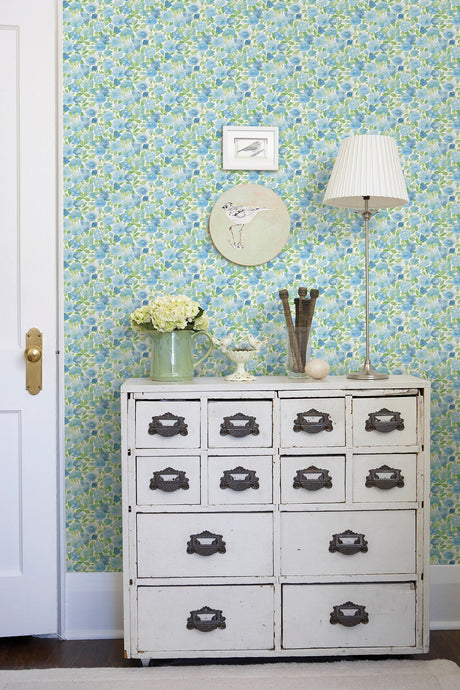 A-Street Prints 2657-22215 Elsie Sky Blue Floral Wallpaper