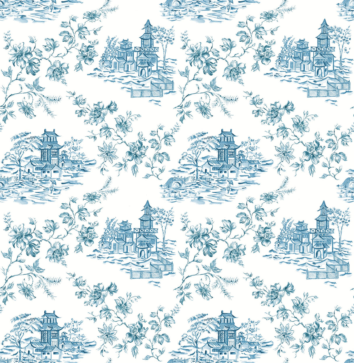 A-Street Prints 2657-22219 Laure Blueberry Toile Wallpaper