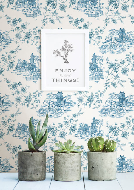 A-Street Prints 2657-22219 Laure Blueberry Toile Wallpaper