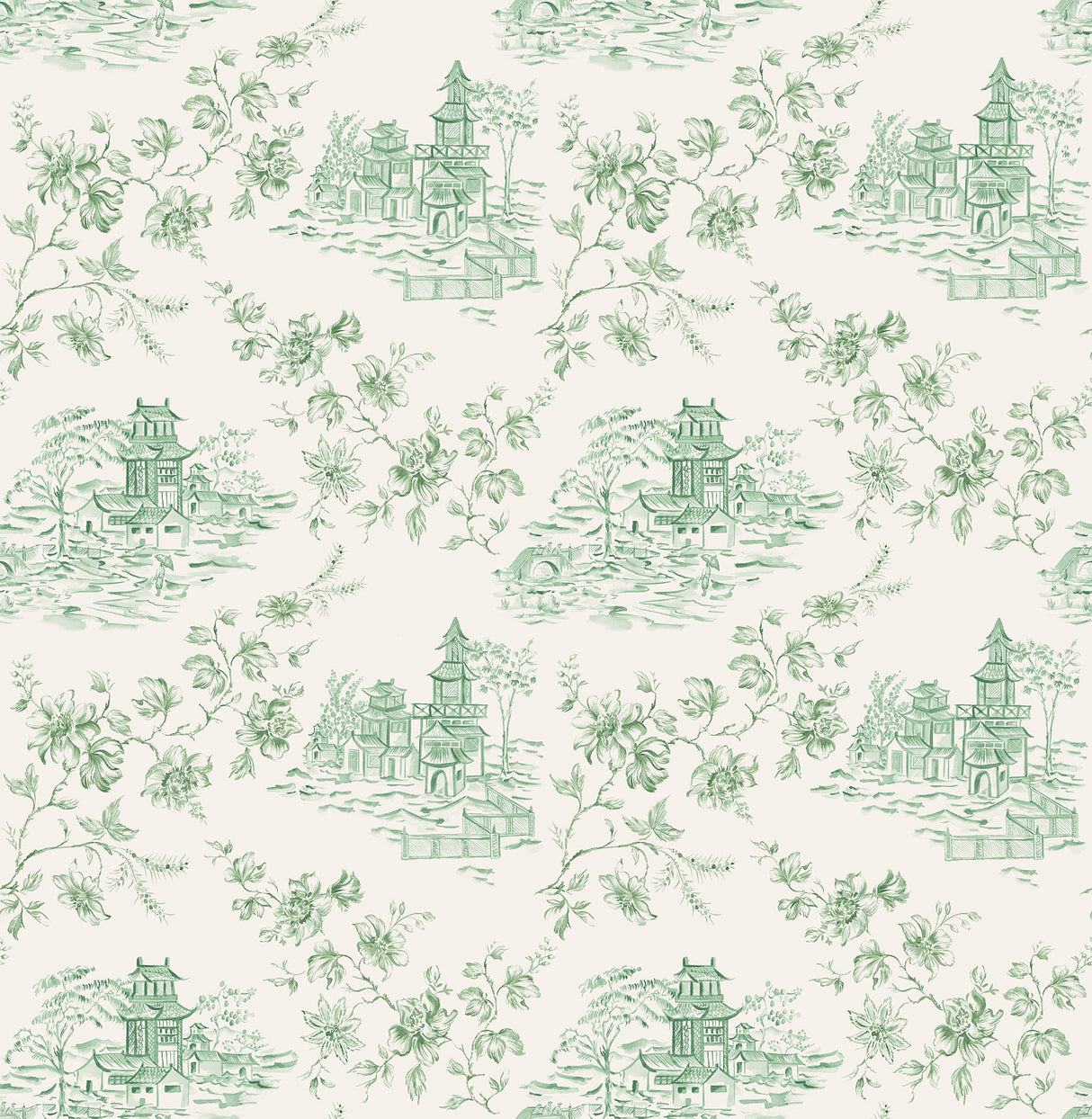 A-Street Prints 2657-22220 Laure Green Toile Wallpaper