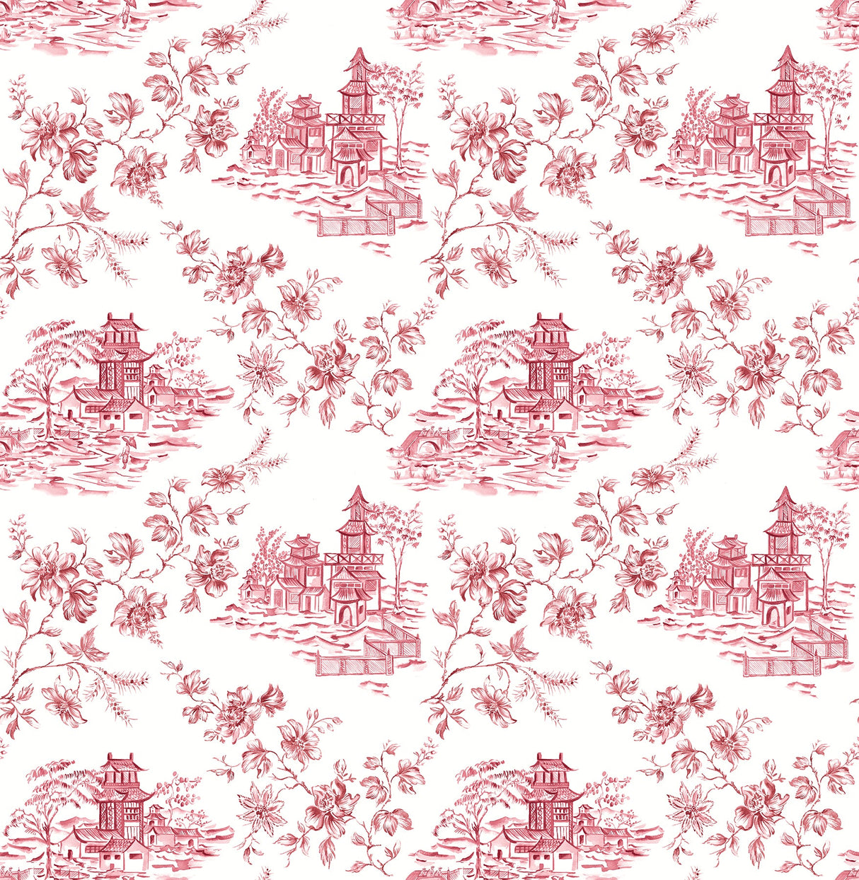 A-Street Prints 2657-22221 Laure Merlot Toile Wallpaper