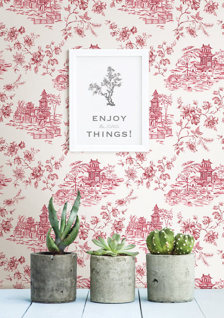 A-Street Prints 2657-22221 Laure Merlot Toile Wallpaper