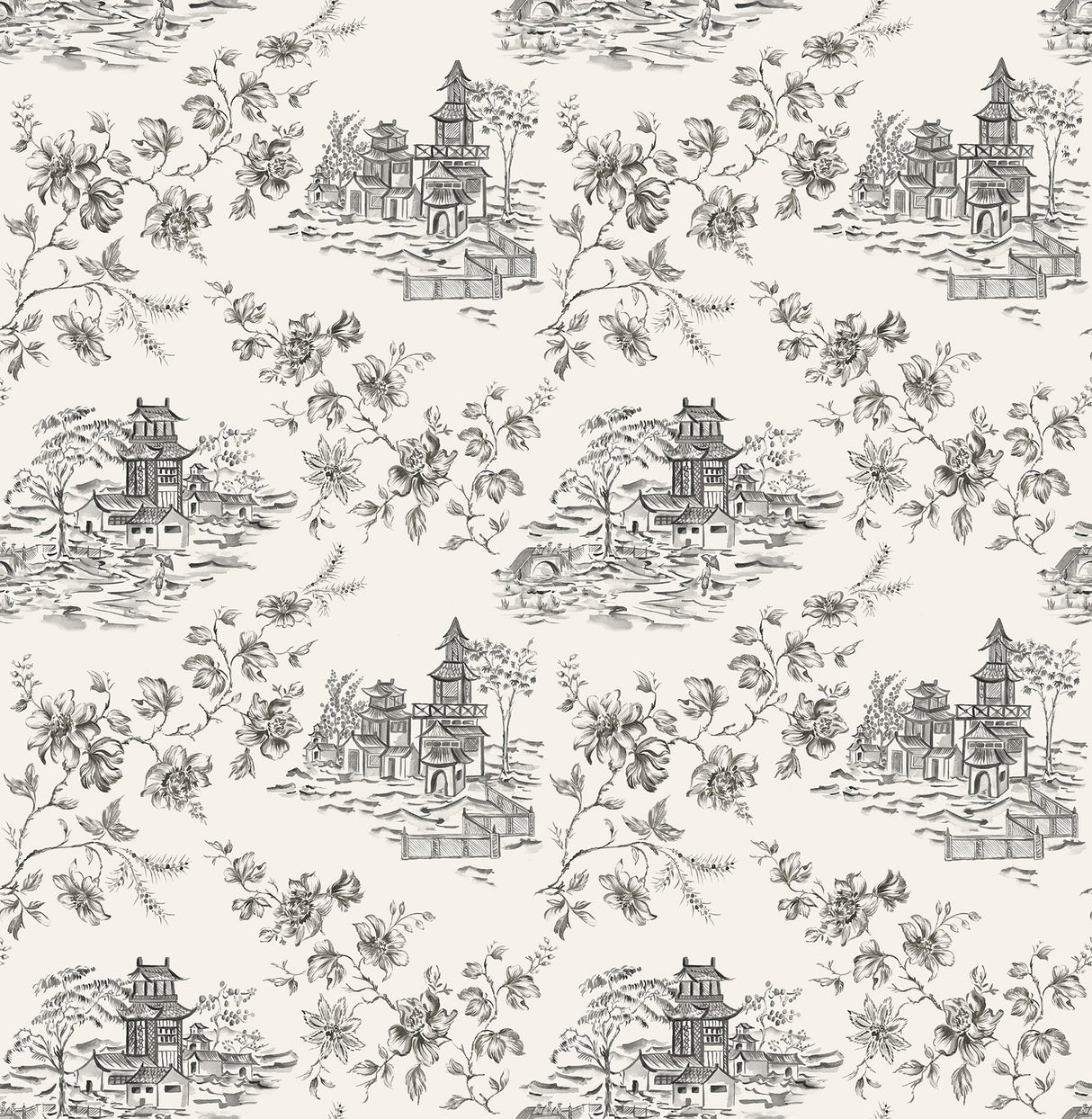 A-Street Prints 2657-22223 Laure Ink Toile Wallpaper